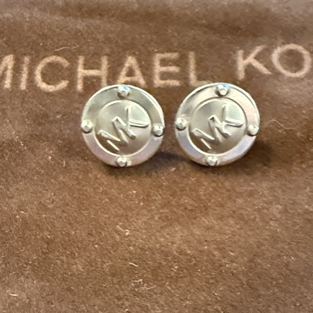 Michael Kors Silver Logo Stud Earrings